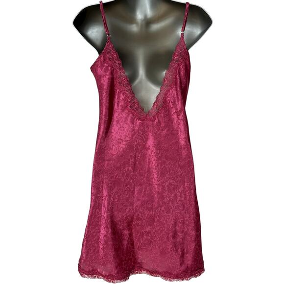 Vintage Jaclyn Smith Sleepwear Nightgown Magenta Floral Slip Dress Women's Small - Picture 10 of 11